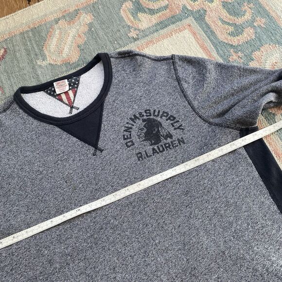 Ralph Lauren Denim & Supply Indian Head Sweatshirt Gray Two Tone 2XL Crewneck - Picture 6 of 8